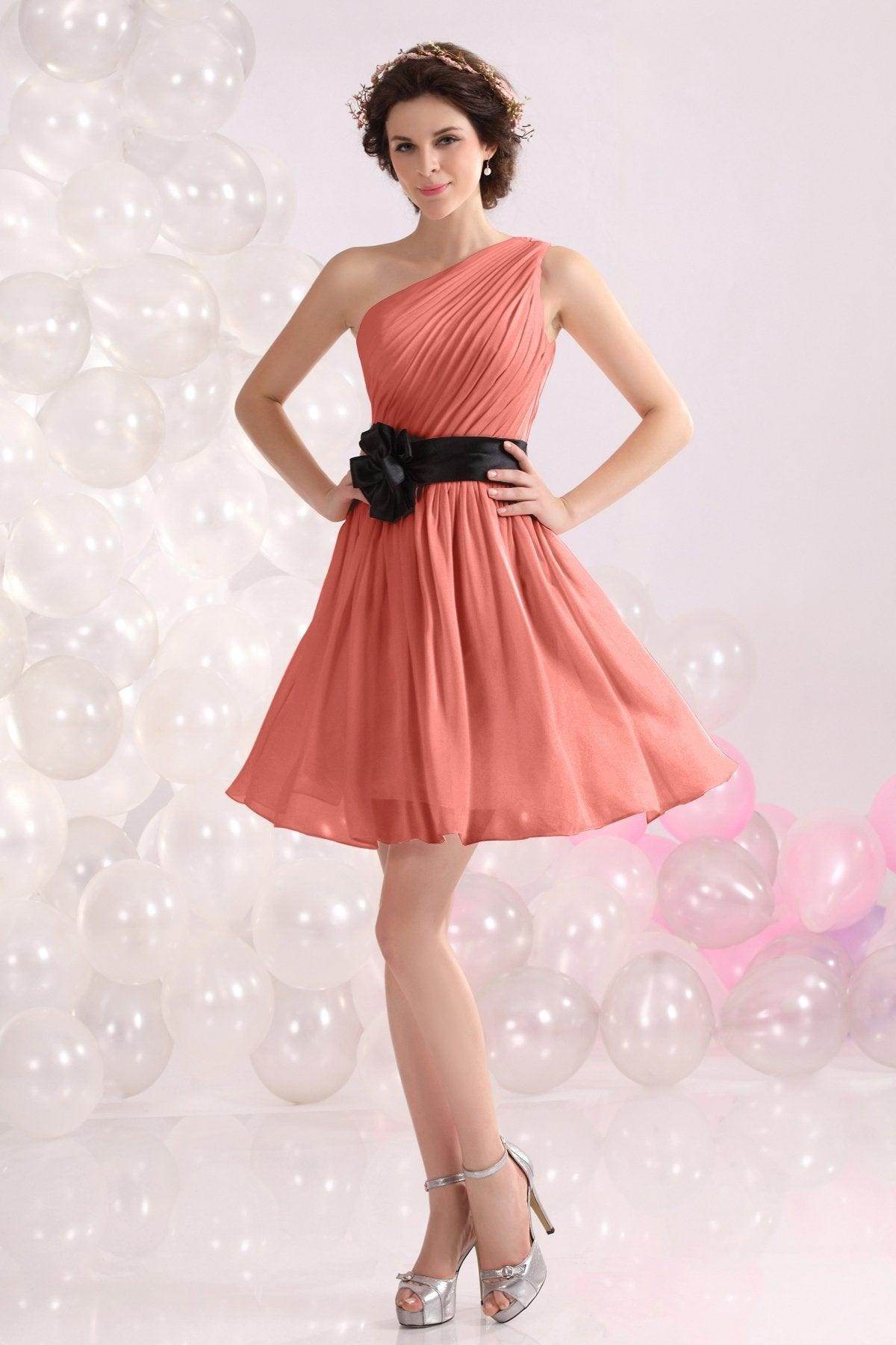 A-Line Short-Mini Chiffon Bridesmaids Dress COZB1301C - COCOMELODY